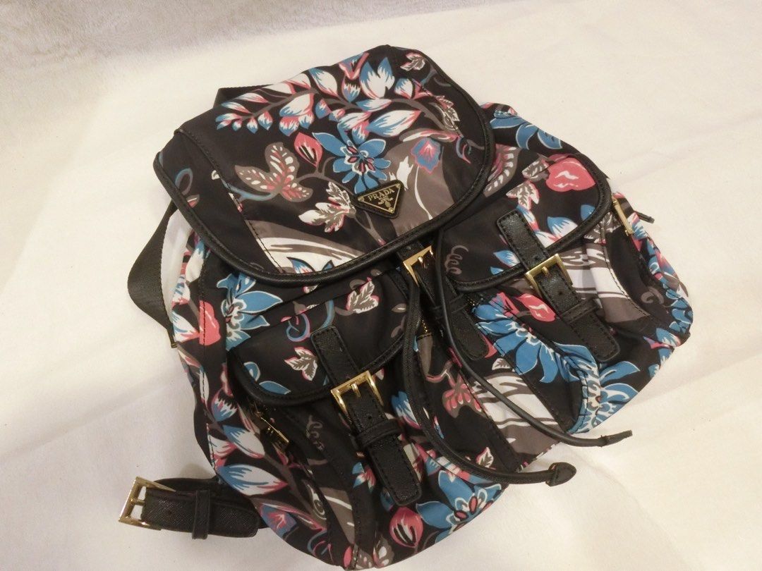 Prada floral backpack shop
