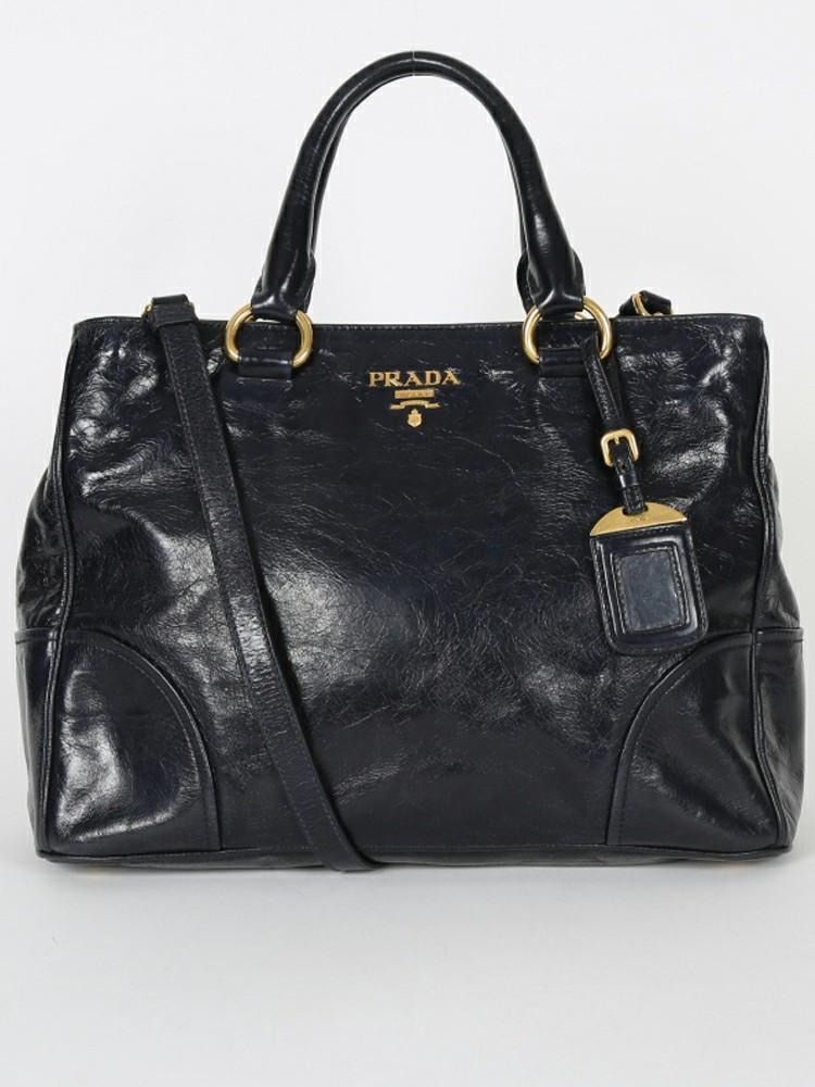 Prada Vitello Shine Leather Satchel Black Luxury Bags Wallets on Carousell
