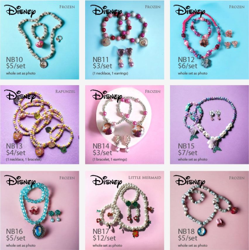 Princess Disney Frozen Mermaid Rapunzel Aurora Elsa Kids Necklace
