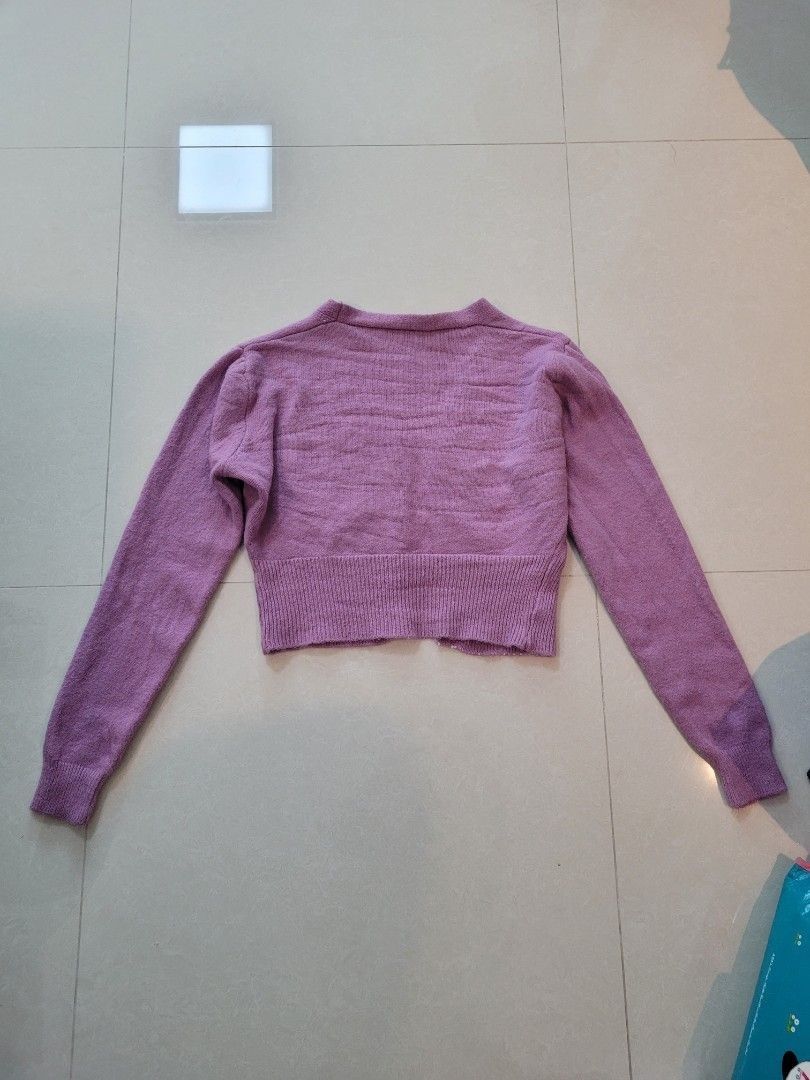 Purple fuzzy cardigan online