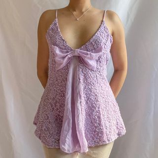 Purple lacey bow babydoll top