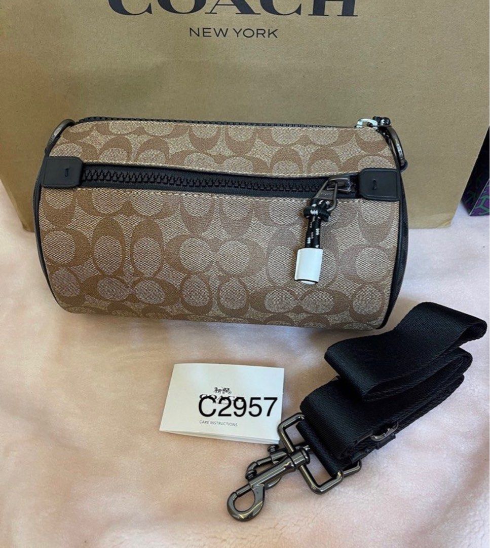 READY STOCK ORIGINAL COACH C2957 men round barrel bag