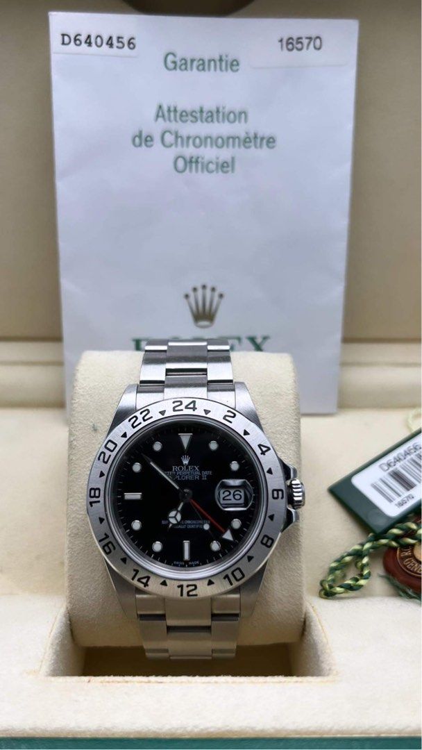 Rolex 2006 Explorer 2 black dial (Category: Luxury Watches) located in Pasig City. Submitted by Watchaholics (Listing ID 1236441154, Image 2). Description: Rolex 2006 Explorer 2 black dial -year model 2006 -40mm -9/10 condition -complete full set For 480k You may DM or contact @ 09615077138 Thanks admin😉.