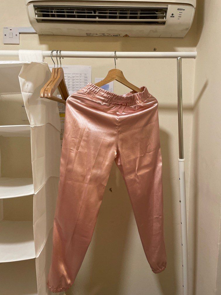 Rose gold satin joggers store