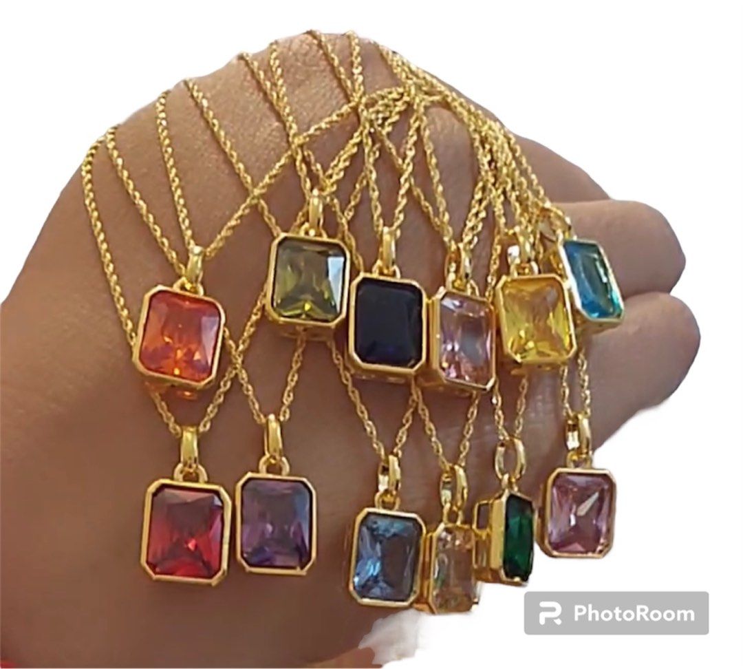 Set Necklace with birthstone pendant (Category: Necklaces) located in Las Pinas. Submitted by darcee21 (Listing ID 1236582623, Image 1). Description: 18K Gold Pawnable 18” Rope Chain and Birthstone Pendant Choose from January-Decemeber.