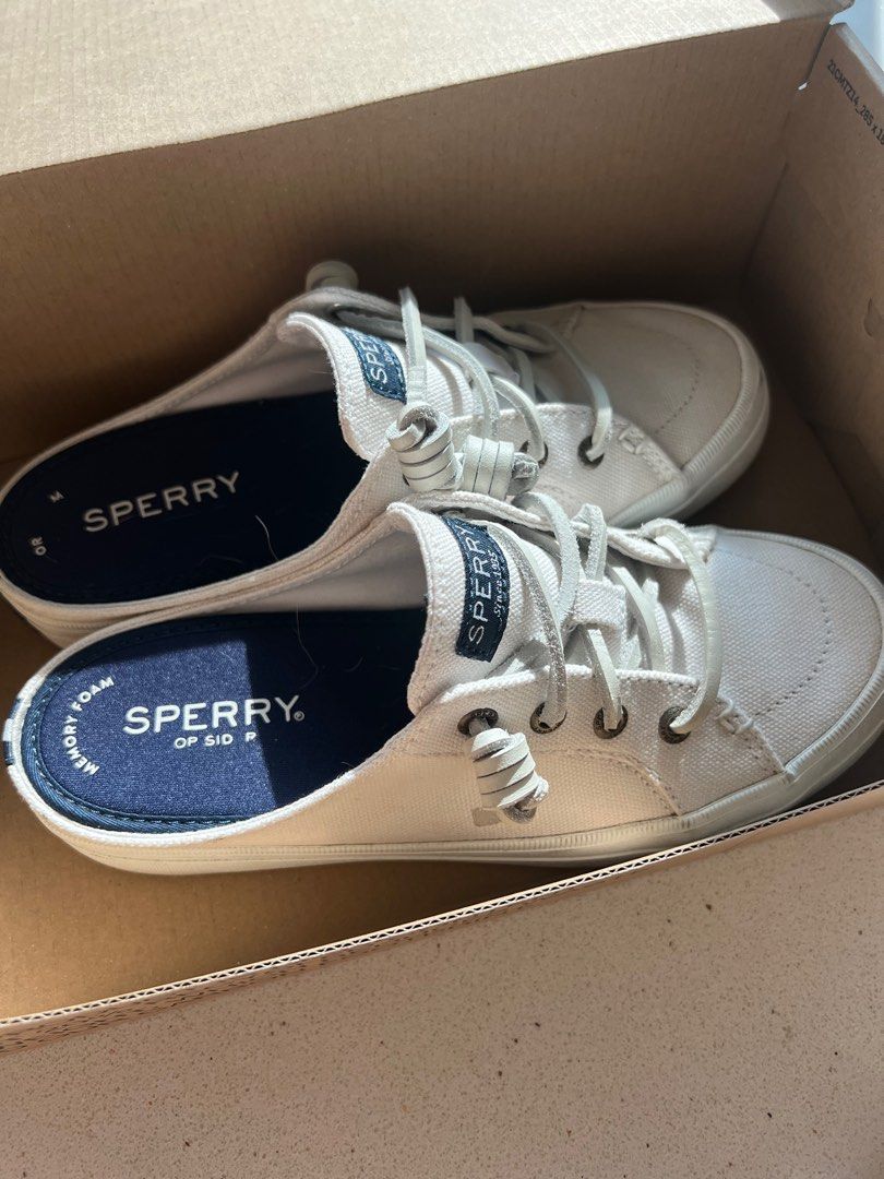 White slip on sperrys cheap