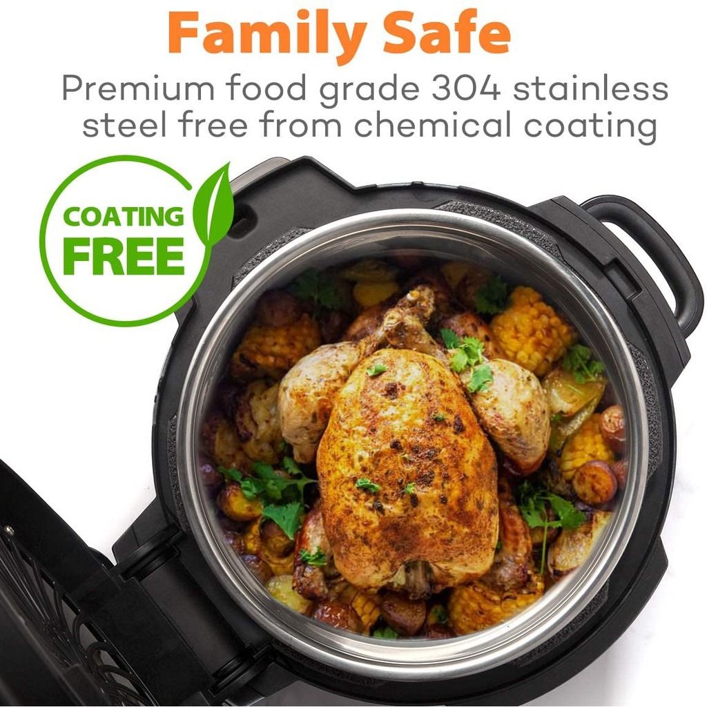 Stainless Steel Inner Pot Replacement Insert Liner Accessory Compatible with Ninja Foodi 6.5 Quart Pressure Cooker NT1602
