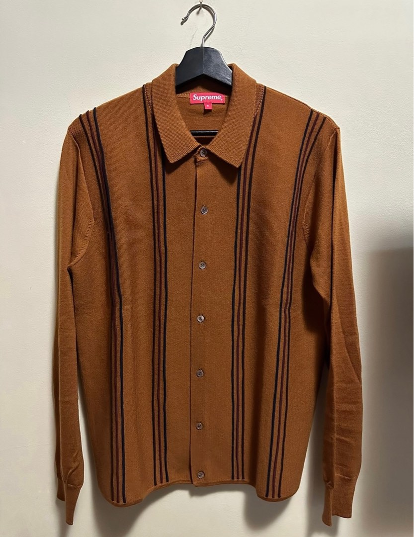 Supreme striped polo sweater discount