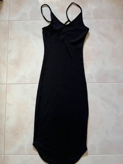 TEMT black midi bodycon dress
