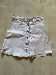 TEMT white denim skirt