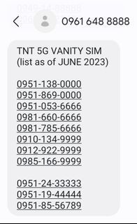 TNT 5G SPECIAL NUMBER SIM CARDS OR VANITY SIM CARDS