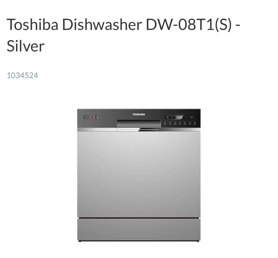 Toshiba tabletop dishwasher, TV & Home Appliances, Kitchen Appliances