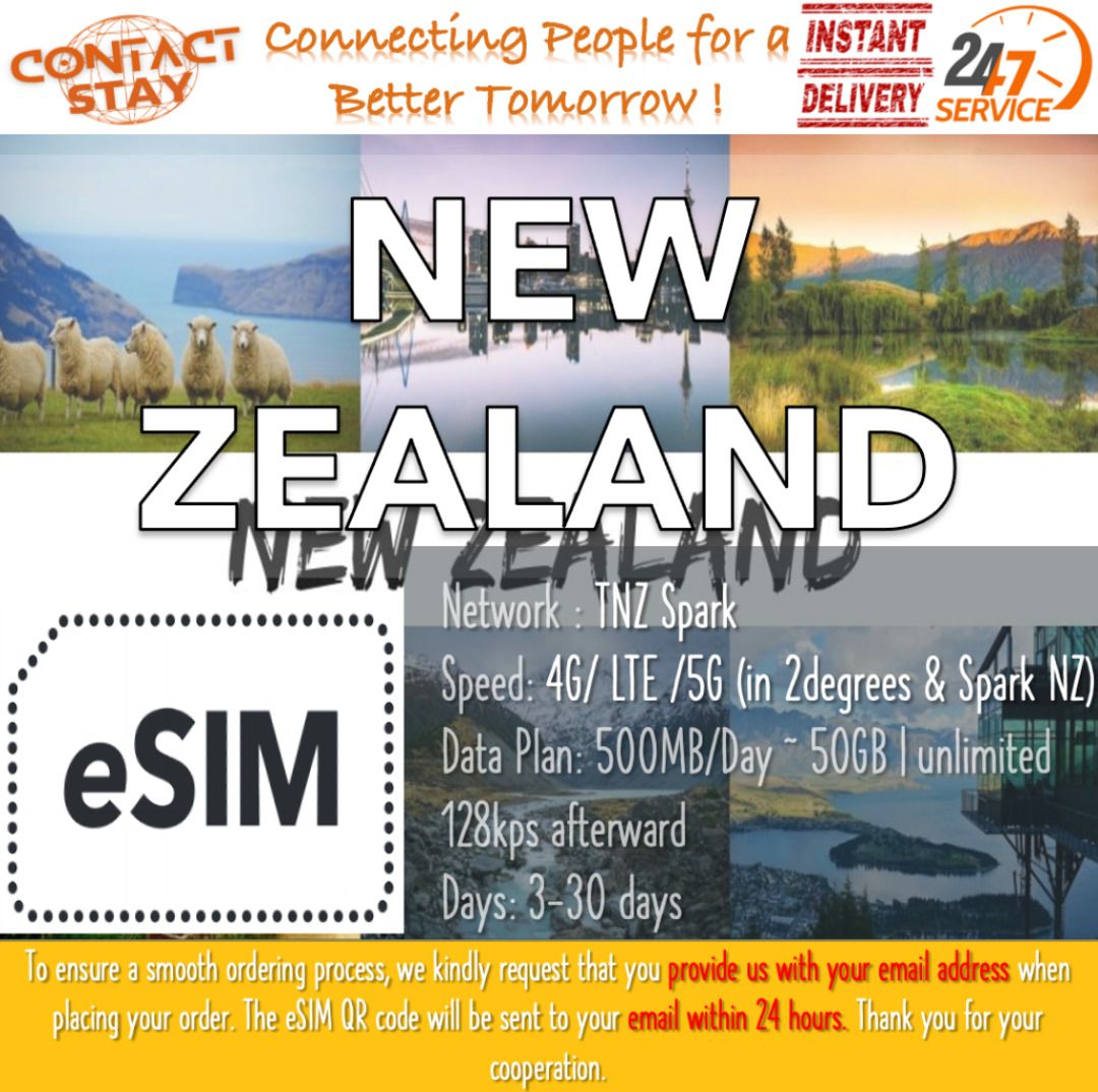 Travel [eSIM] NEW ZEALAND Unlimited Data, Mobile Phones & Gadgets, Mobile & Gadget Accessories