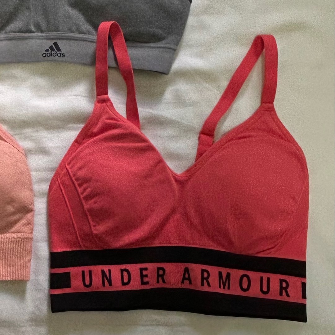 Under Armour Sports bra in Coral Pink, Women's Fashion, Activewear on