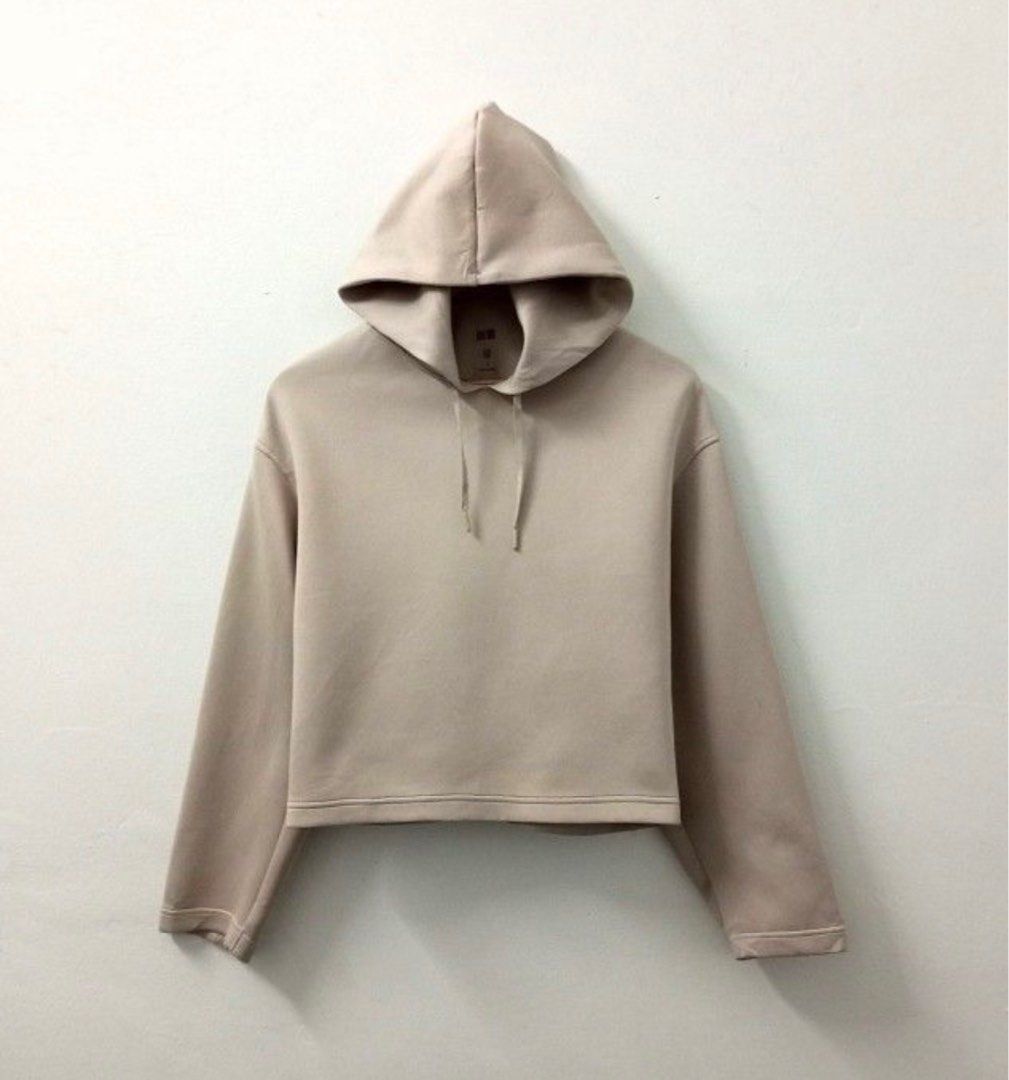 Uniqlo Ultra Strech Dry Sweat Cropped Hoodie Biege Women s