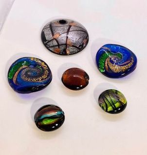 Unique handmade 6pc Glass charm/pendant lot