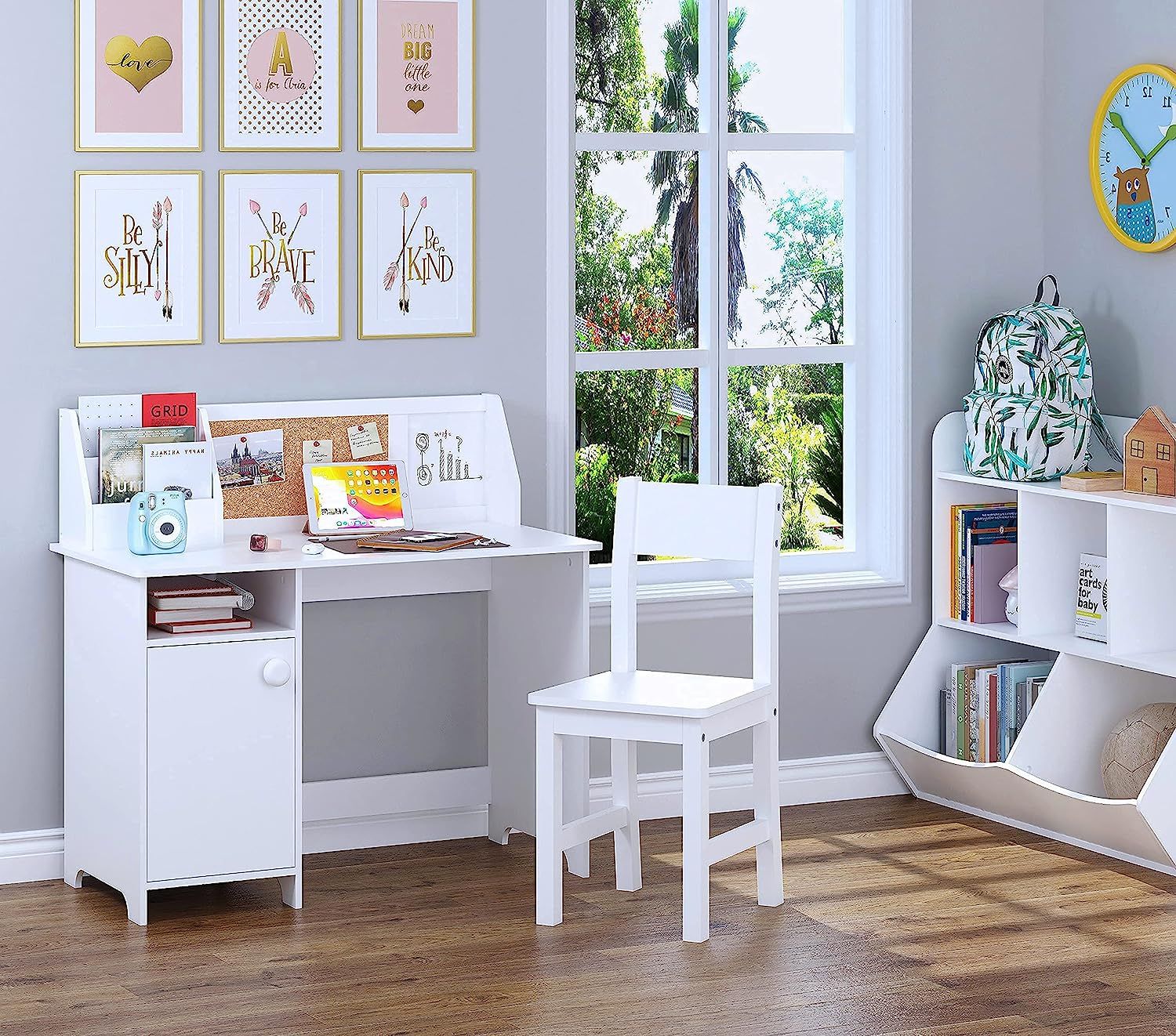 UTEX Kids Study Desk with Chair, Wooden Children School Study Table