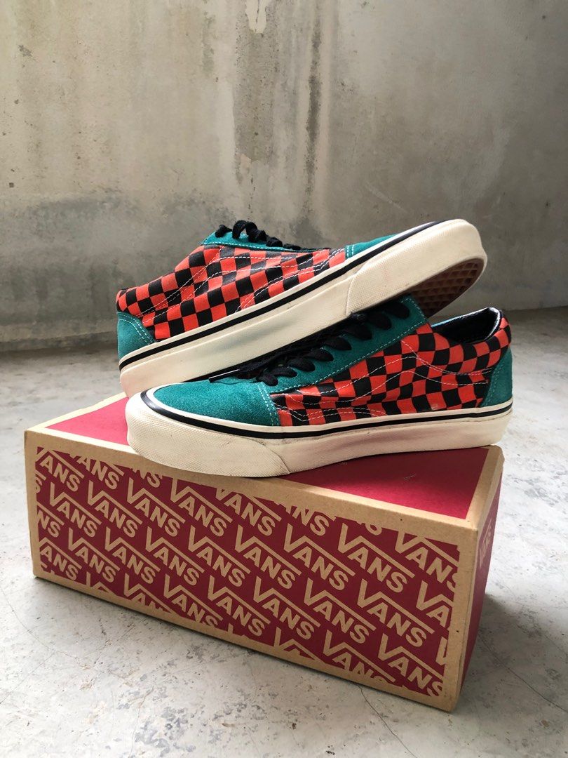 Turquoise checkered vans discount