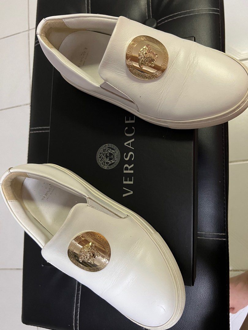 Versace White Leather From Milan Luxury Sneakers Footwear on