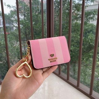 Victoria's Secret foldable keychain wallet in Signature Stripe