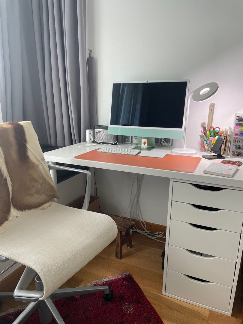 White IKEA Alex Desk, Furniture & Home Living, Furniture, Tables & Sets