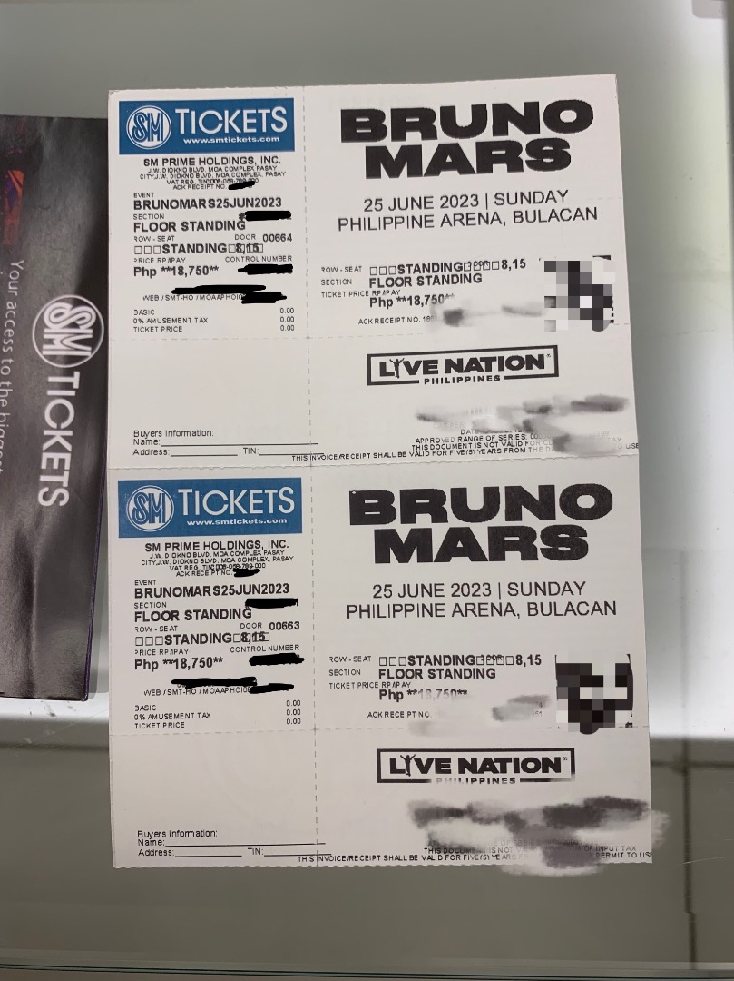 WTS Discount ! Bruno Mars in Philippine 25/6 Day 2 concert tickets
