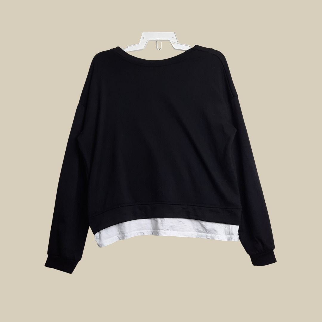 XL) Black Sweatshirts Ladies Long Sleeve Loose Baggy, Women's Fashion, Tops,  Blouses on Carousell