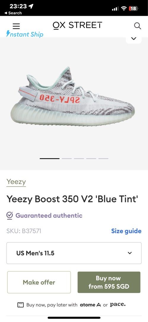 Yeezy 350 V2 Blue Tint US 11.5