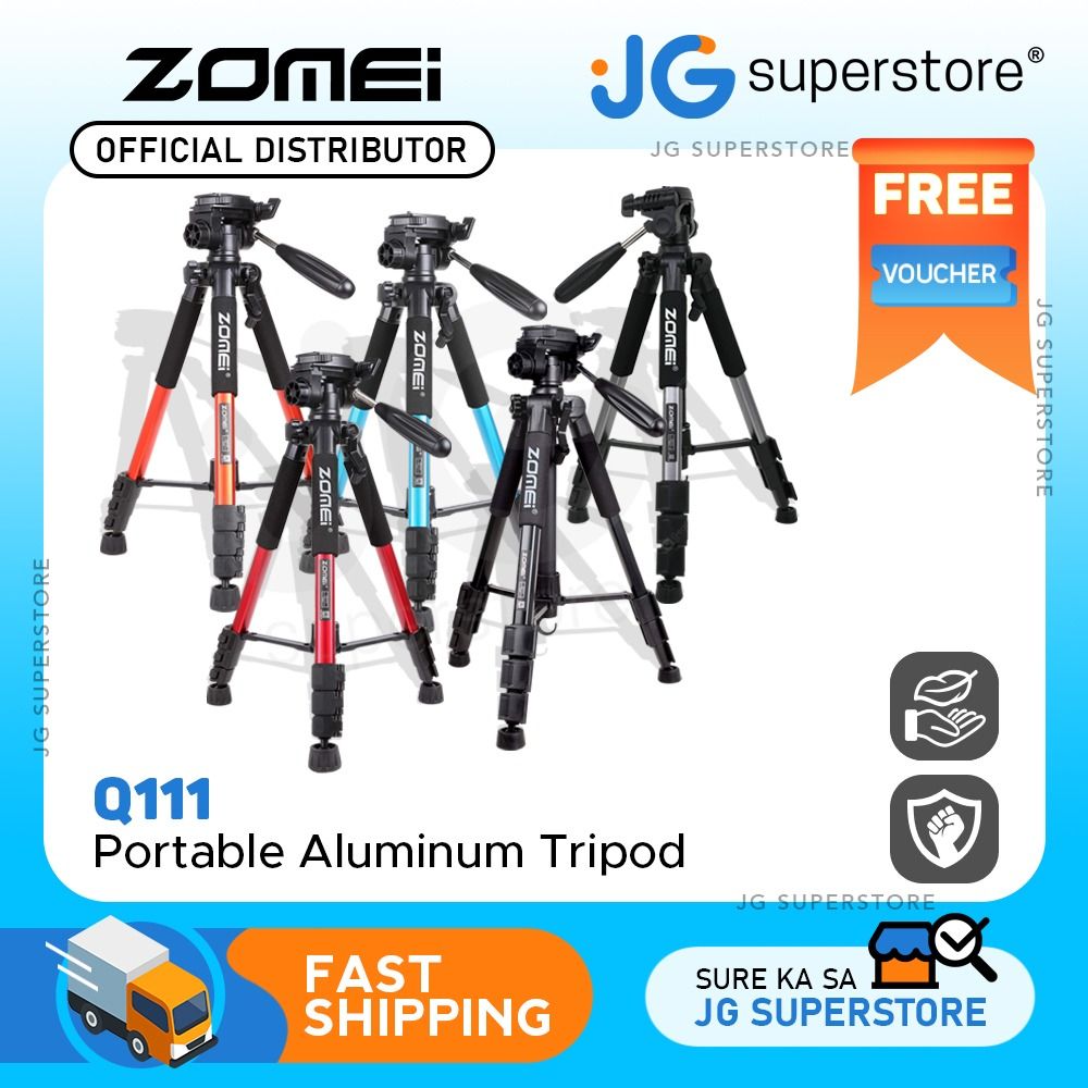 Bonfoto Q111 Compact Aluminum Tripod For DSLR & Phone – Lightweight Travel Tripod With Phone Mount, Carry Case, Max Height 145cm