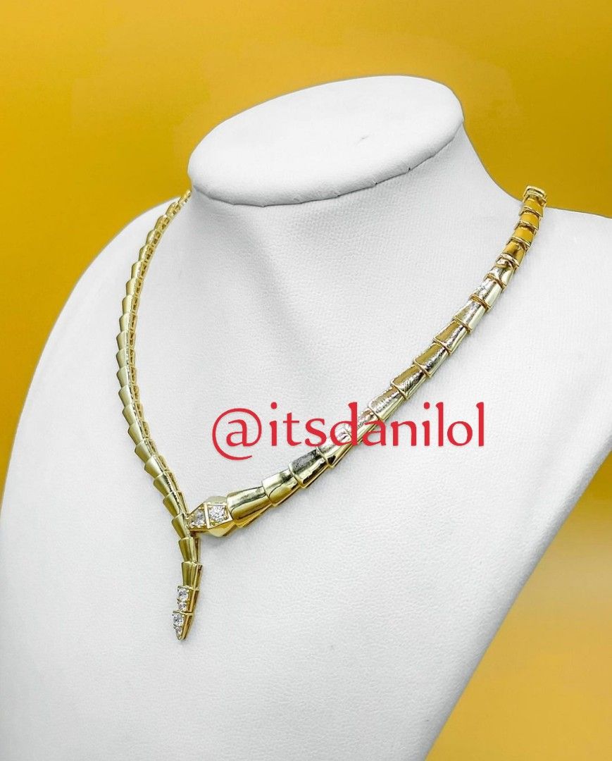 Gold Plated Zircon Snake Necklace – kingdomoflashes