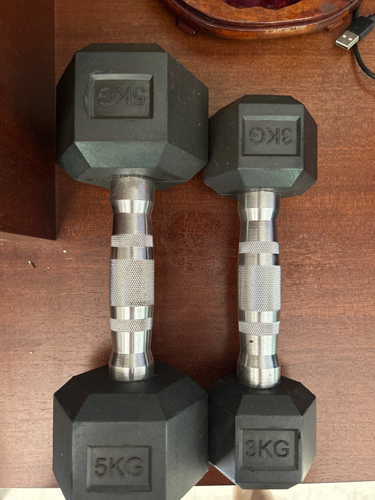3kg And 5kg Dumbbells 2 Each Sports Equipment Exercise Fitness 3kg-and-5kg-dumbbells-2-each-sports-equipment-exercise-fitness