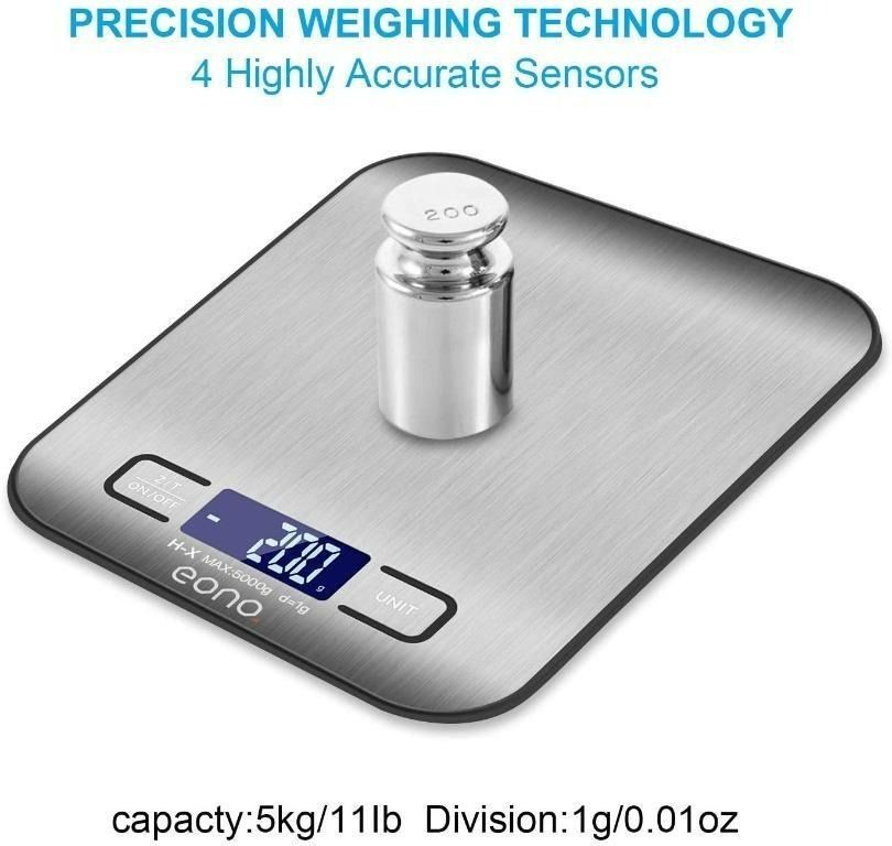 0.1g Digital Kitchen Scale, Premium Stainless Steel Food Scales Weight Gram  & Oz