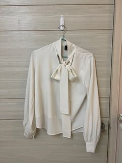 絲質不易皺氣質蝴蝶結襯衫
