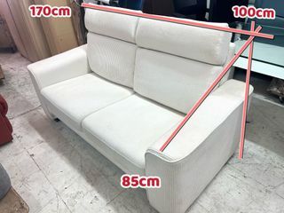 ✨包送貨 ） 加大兩座位梳化✨ // 3座位 - 布材質 - 白色 ✨ 罕見 ! 舒服 ! // SOFA // 布藝梳化