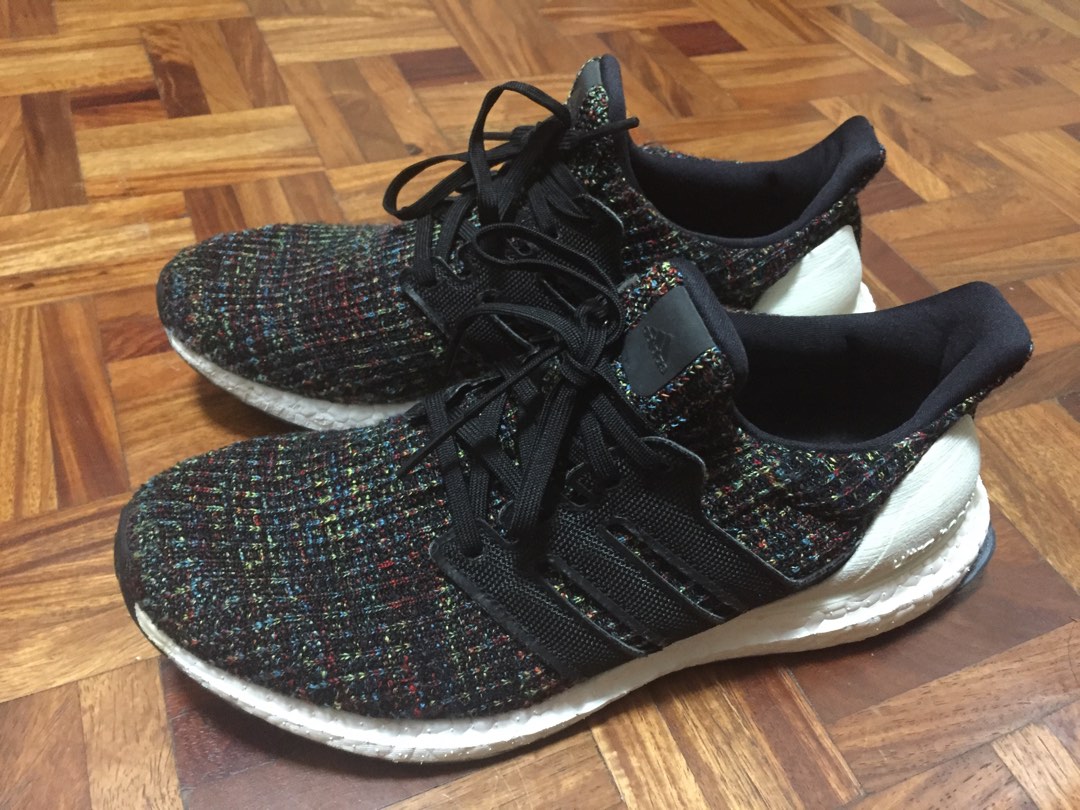 Ultra boost 4.0 black multicolor white heel clearance cage