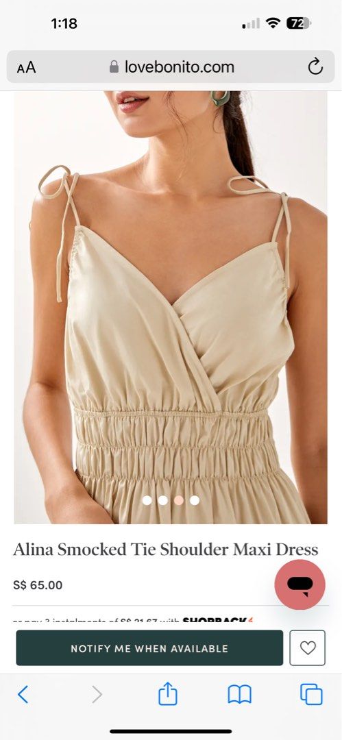 Alina Smocked Tie Shoulder Maxi Dress