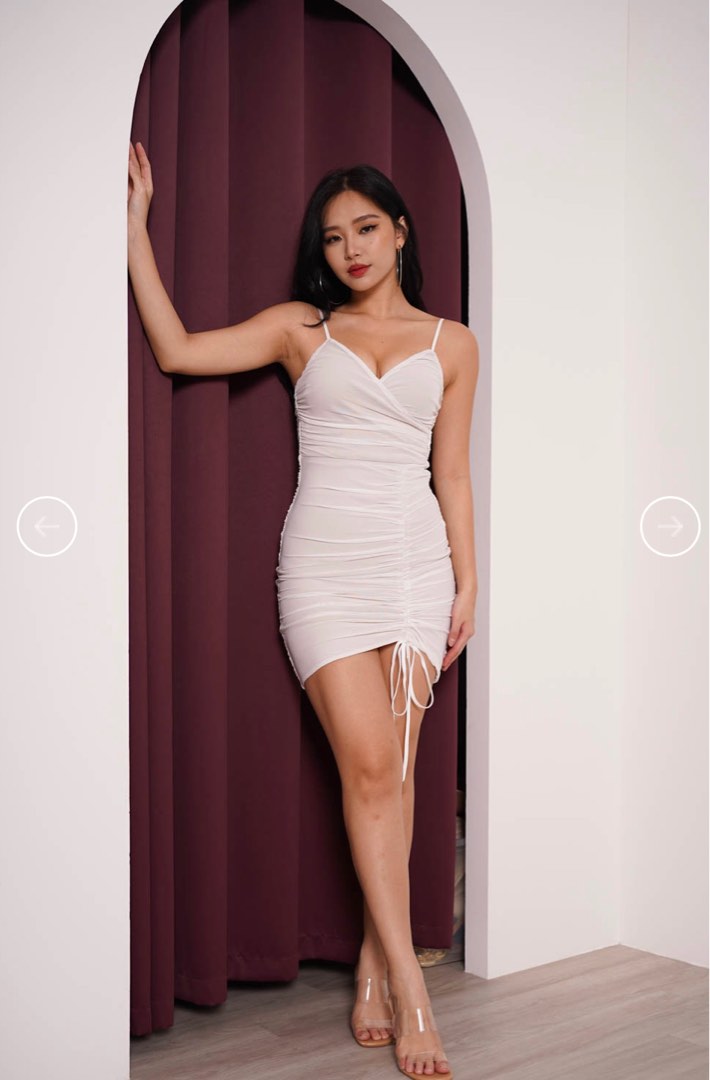 Shanghai ruched hotsell dress white
