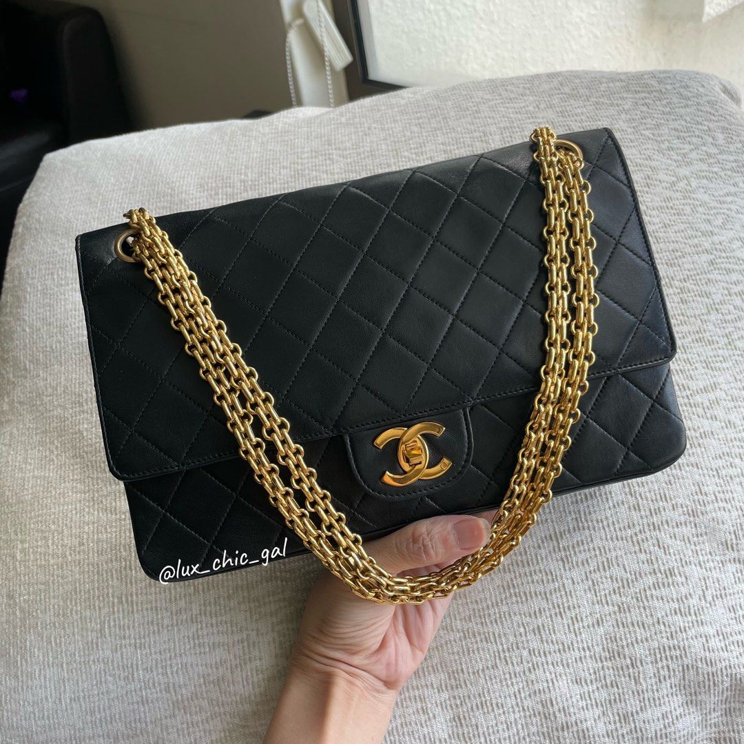 AUTHENTIC CHANEL Medium 10 Classic Flap Bag with Mademoiselle Reissue  Chain 24k Gold Hardware ❤️