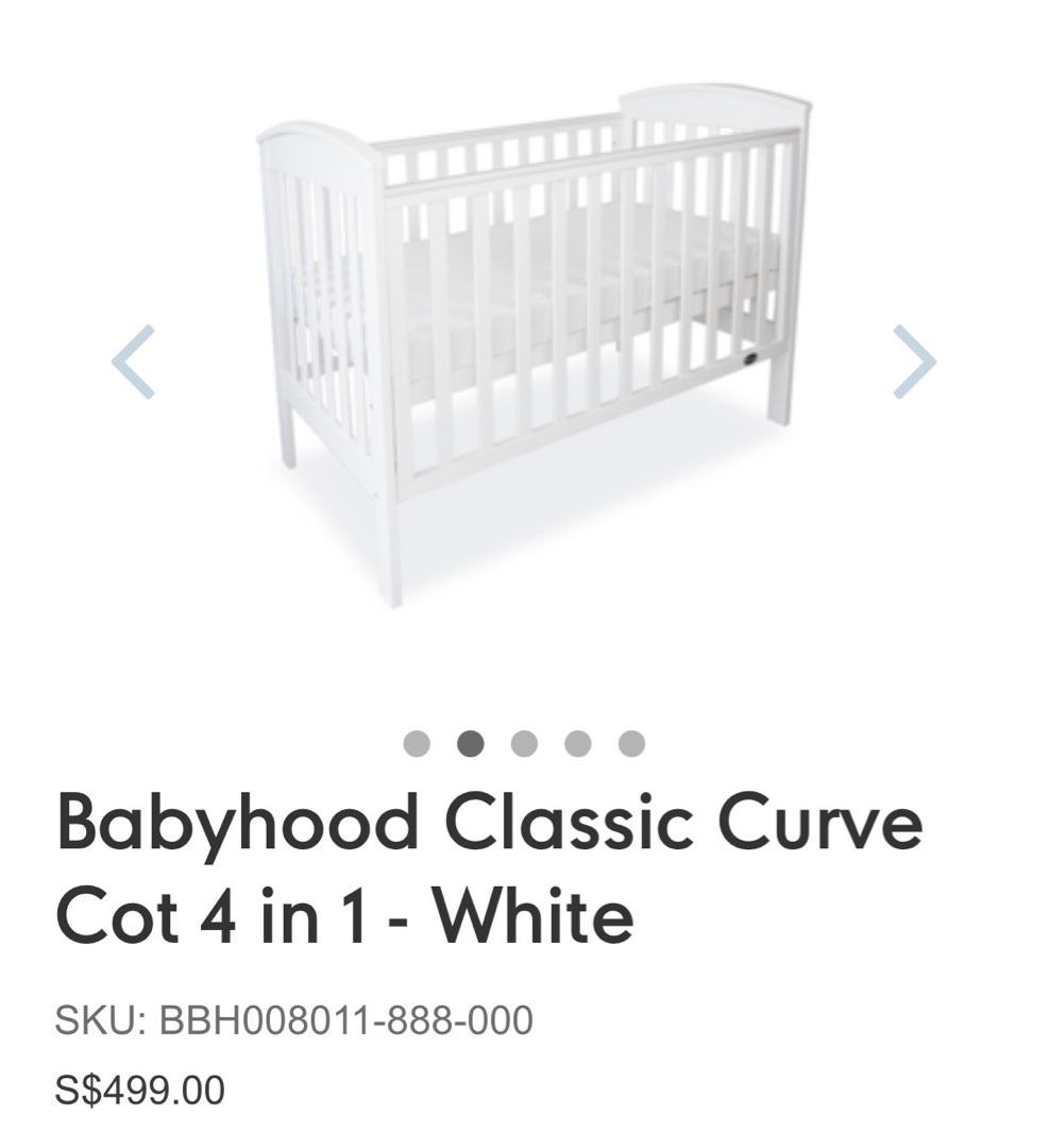 Babyhood classic curve deals cot 4 in 1