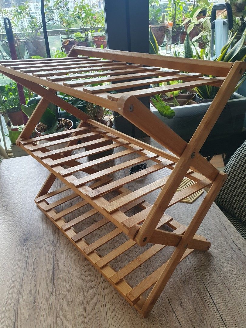 Foldable Bamboo shoe rack japan home, Furniture & Home Living, Home