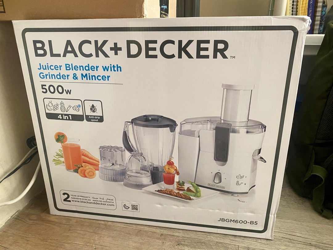 Black + Decker 500w 4 in 1 blender with grinder and mincer, TV & Home