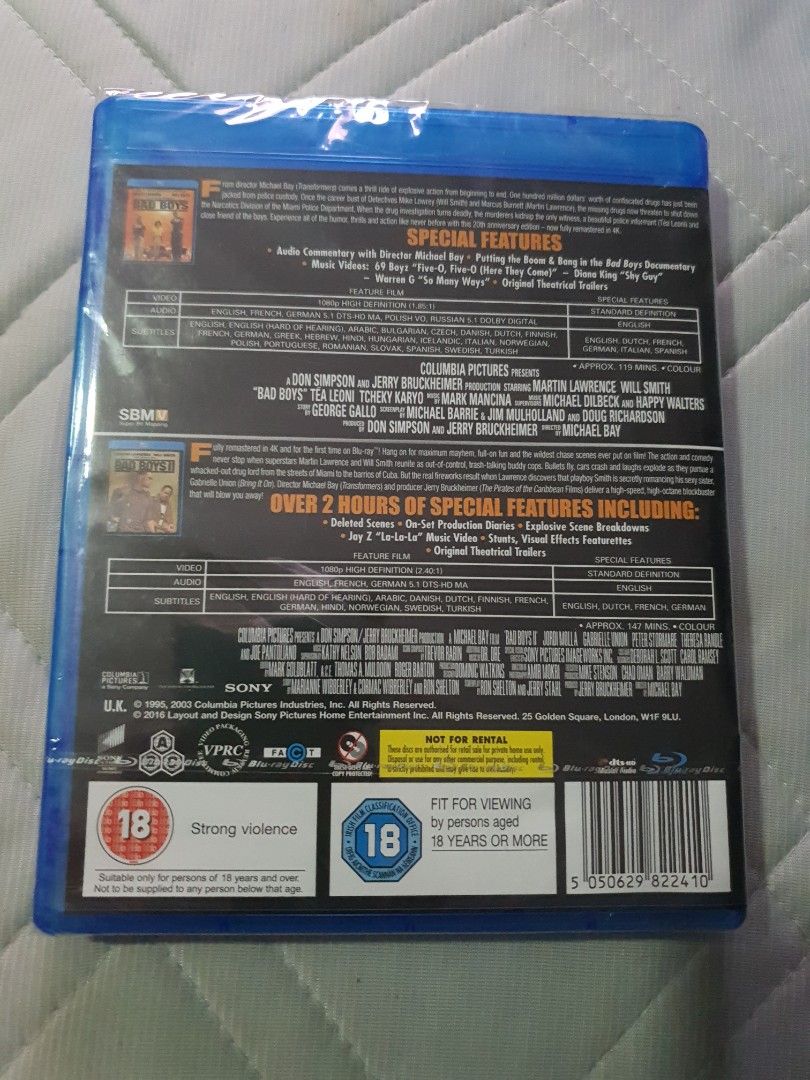 Bluray movie Bad Boys 1 and Bad Boys 2