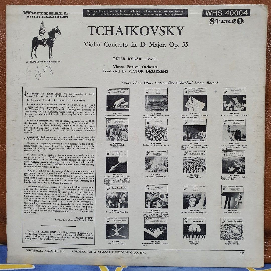 Reserved: Classical 》Tchaikovsky Violin Concerto in D Major, Op 35 vinyl  record ELP, Hobbies  Toys, Music  Media, Vinyls on Carousell