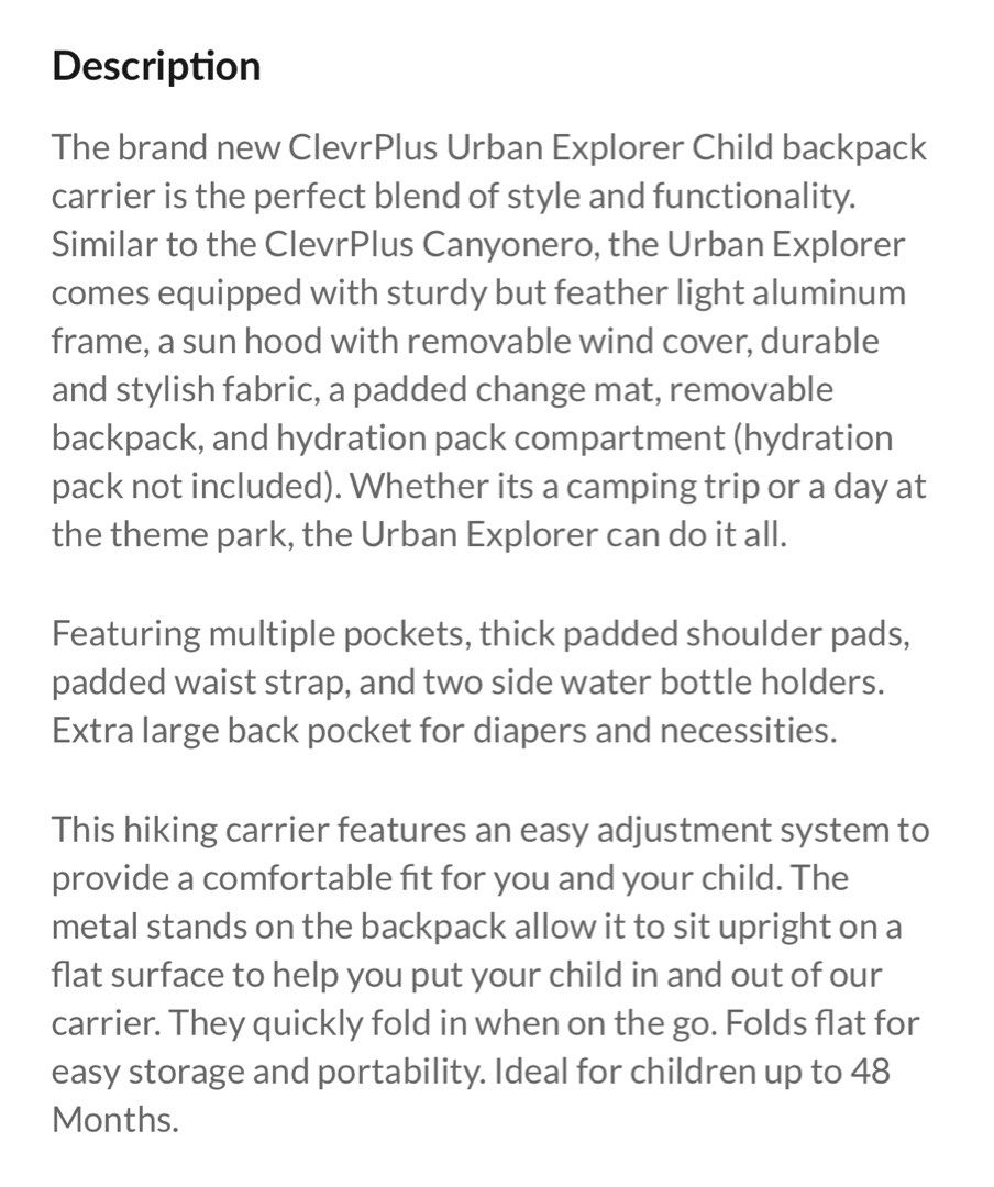 Clevr Baby Child Backpack Hiking Carrier, Babies & Kids, Going Out ...