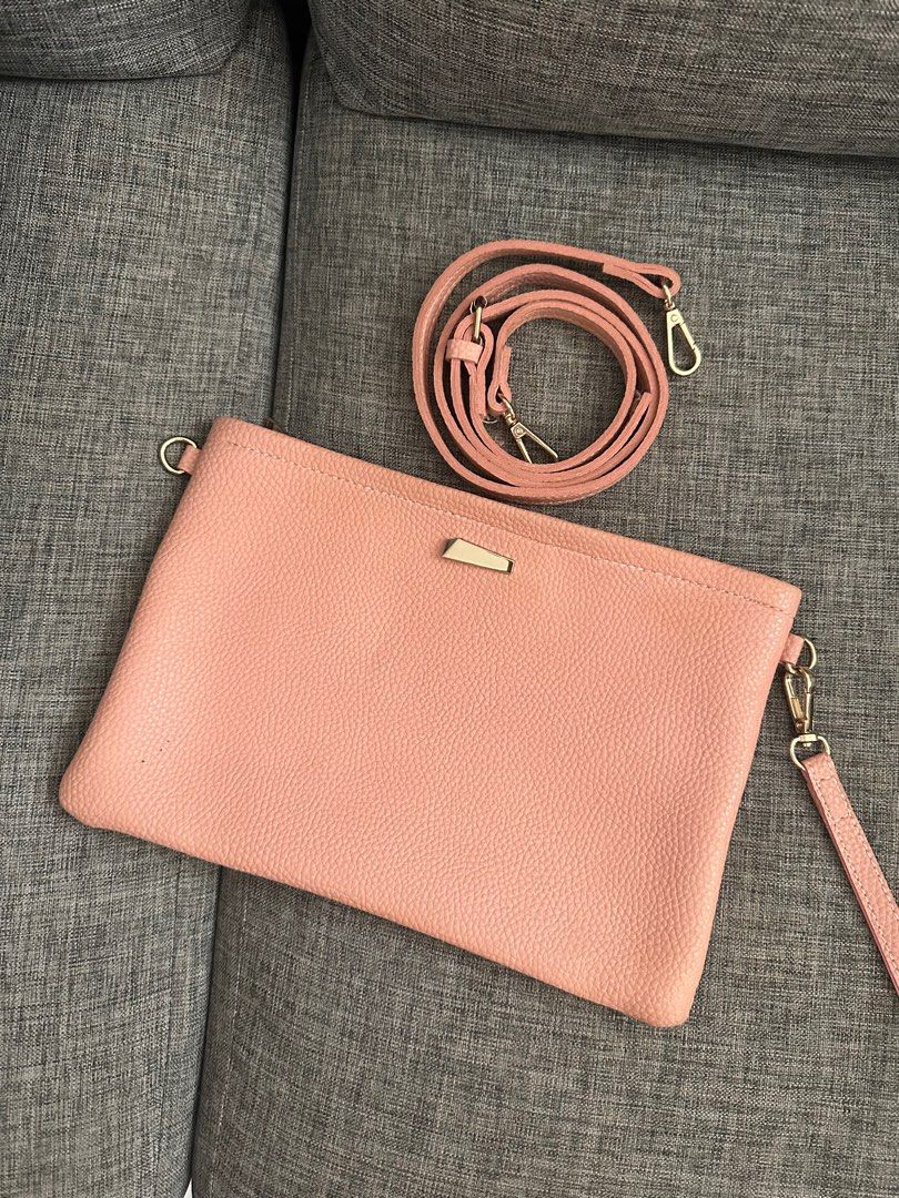Clutch Pouch Miniso Warna Pink Fesyen Wanita Tas Dompet di