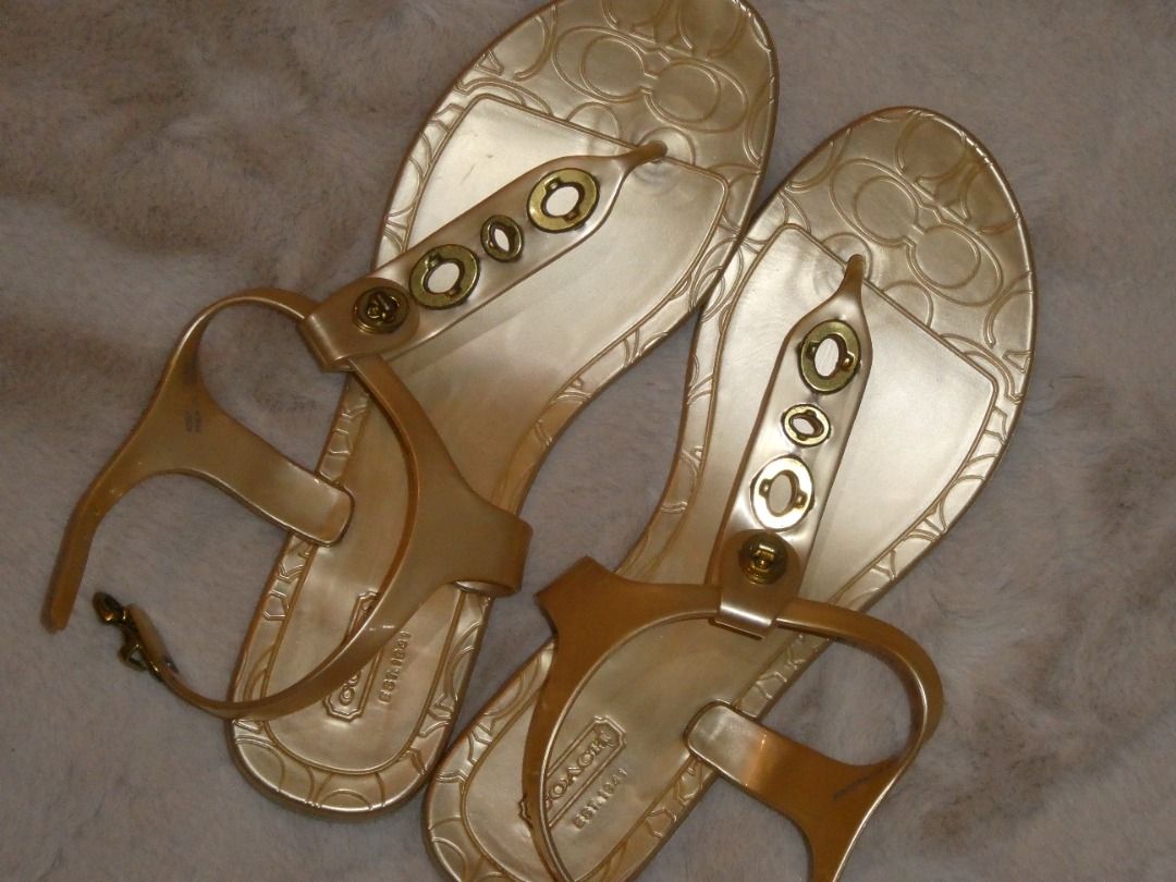 Coach gold sandals sale