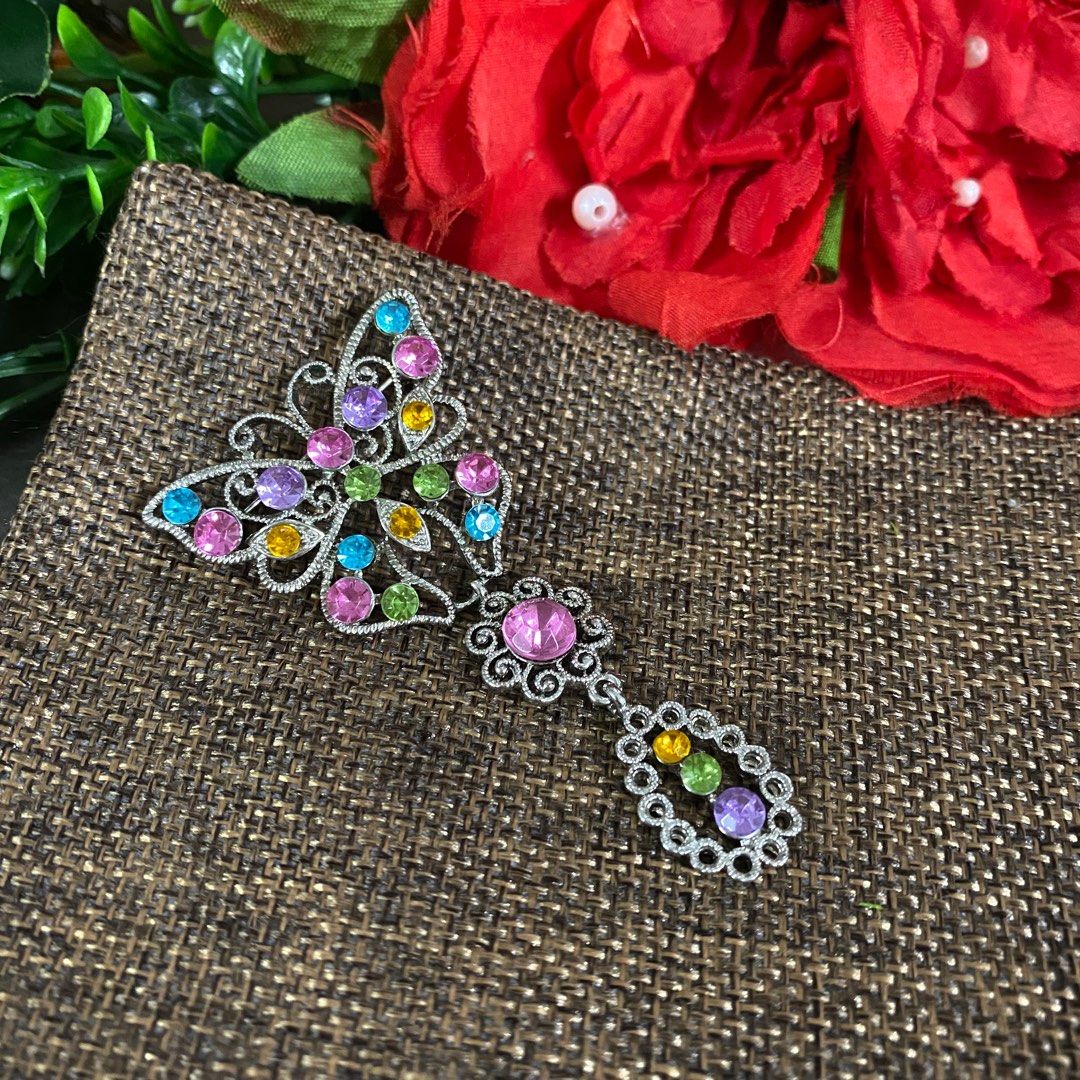 Colour butterfly brooch Silver diamond butterfly brooch Women s