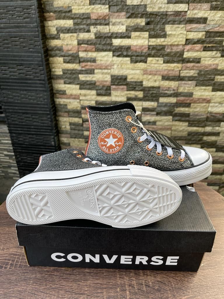 CONVERSE CHUCK TAYLOR ALL STAR LIFT PLATFORM METALLIC GLITTER WOMEN'S  SNEAKERS