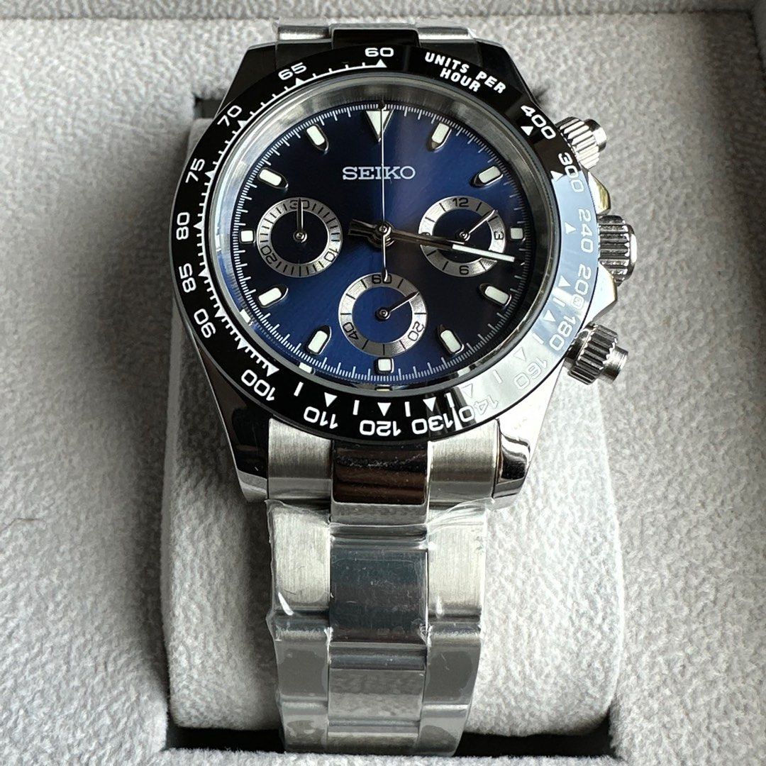Custom Deep Blue Chronograph Seiko Men s Fashion Watches