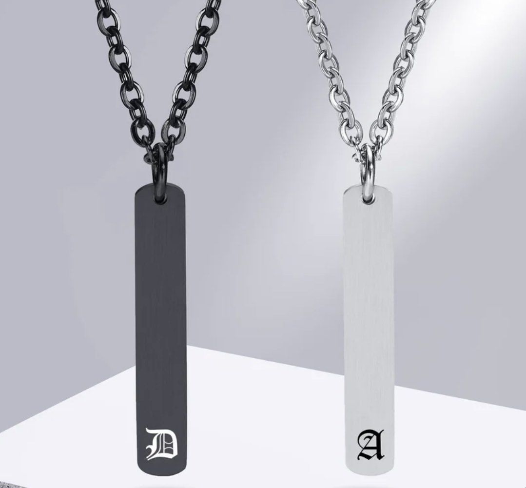 Custom Engrave Initial Necklace Bar Stainless Steel Anti Rust